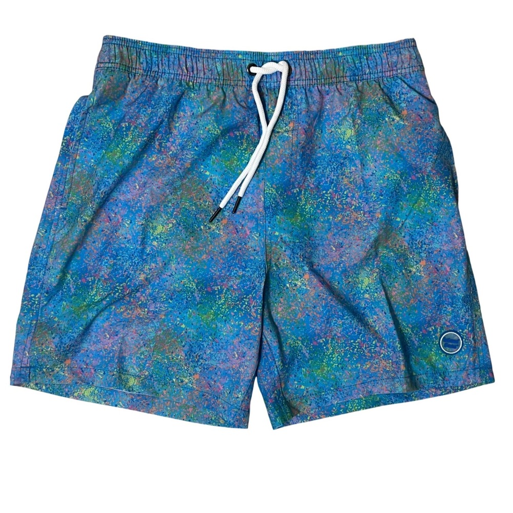 Island Haze Swim Trunks Mens‎ Size L Blue Excellent All Over Print